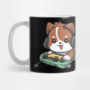 Happy cute dog chilling and gaming Mug